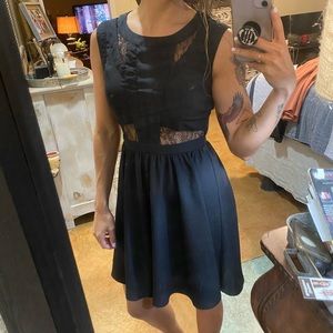 Black lace cut out dress